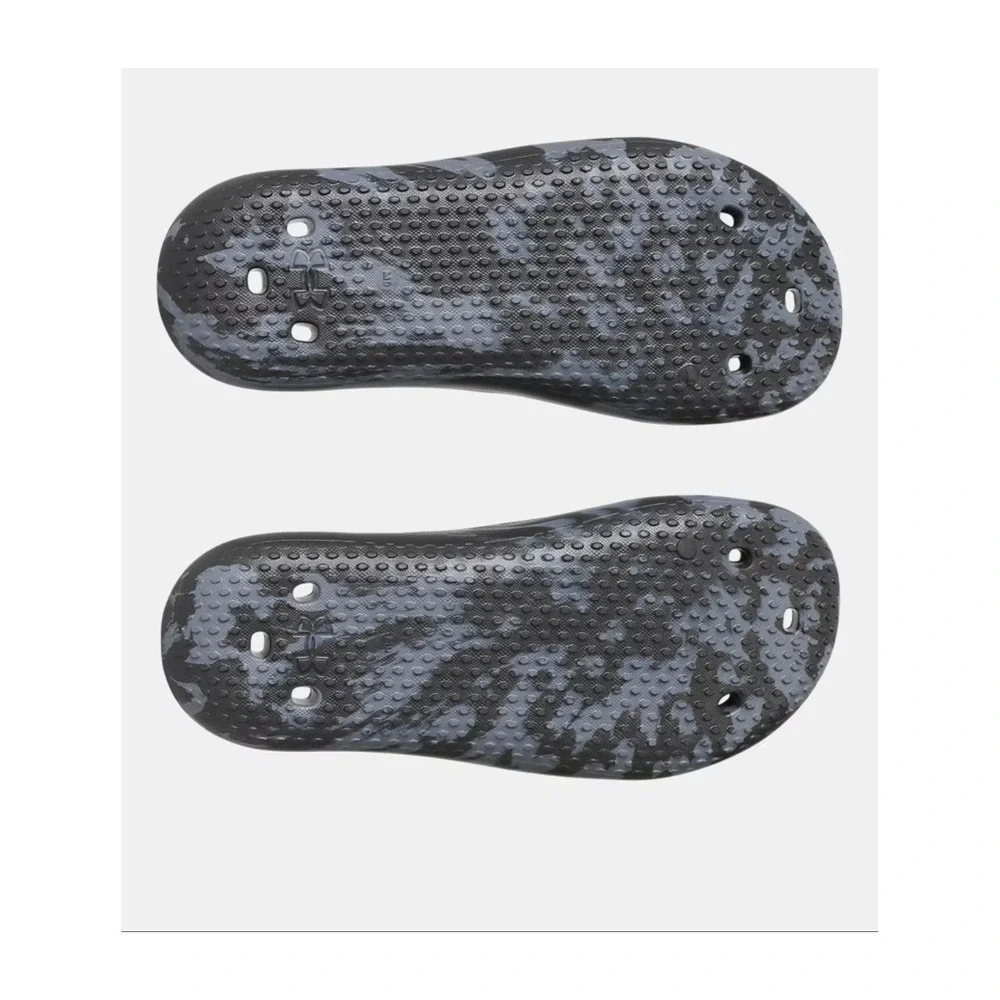 Under Armour Locker V Camo Slides Mens 8 Gray Black Quick Drying EVA Sandals NEW